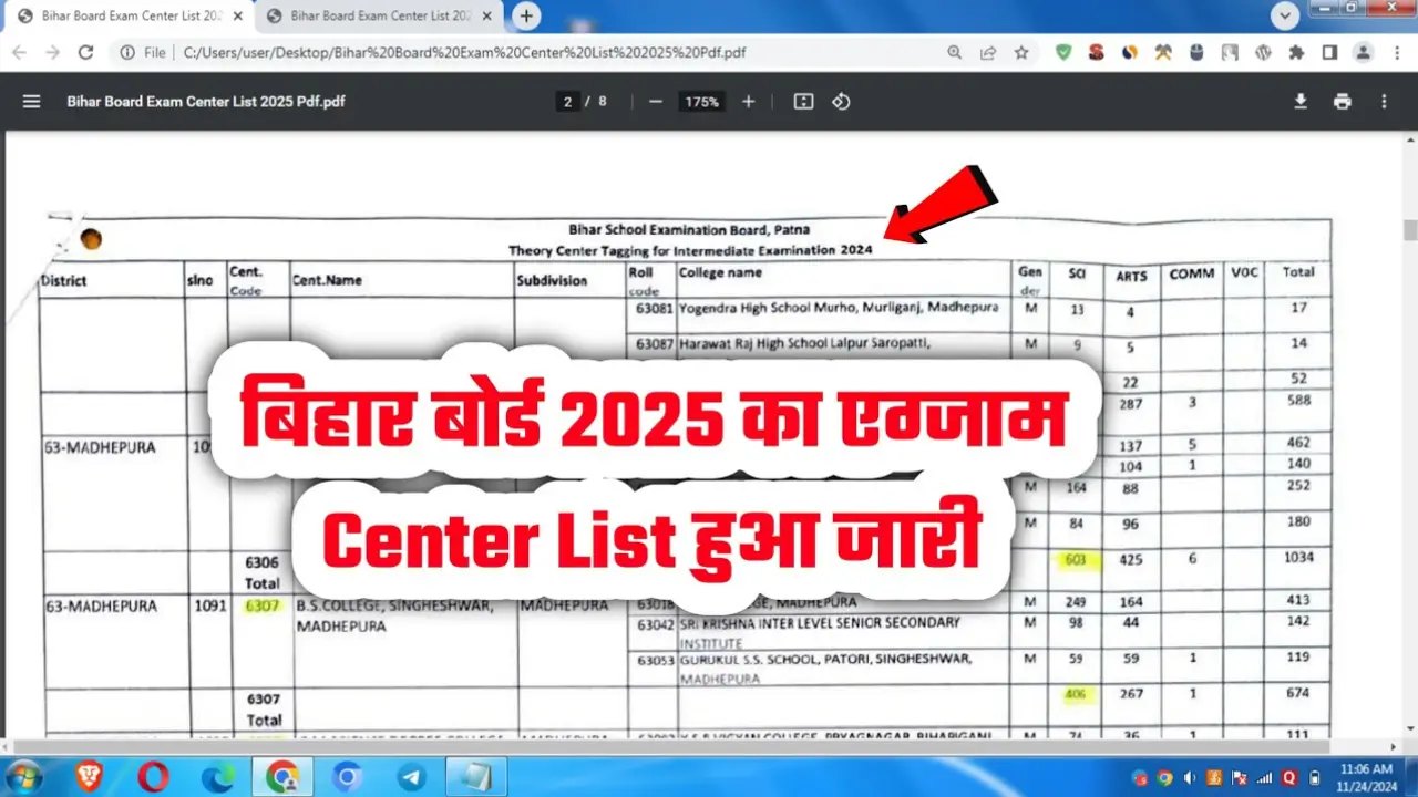 Bihar Board Exam Centre List